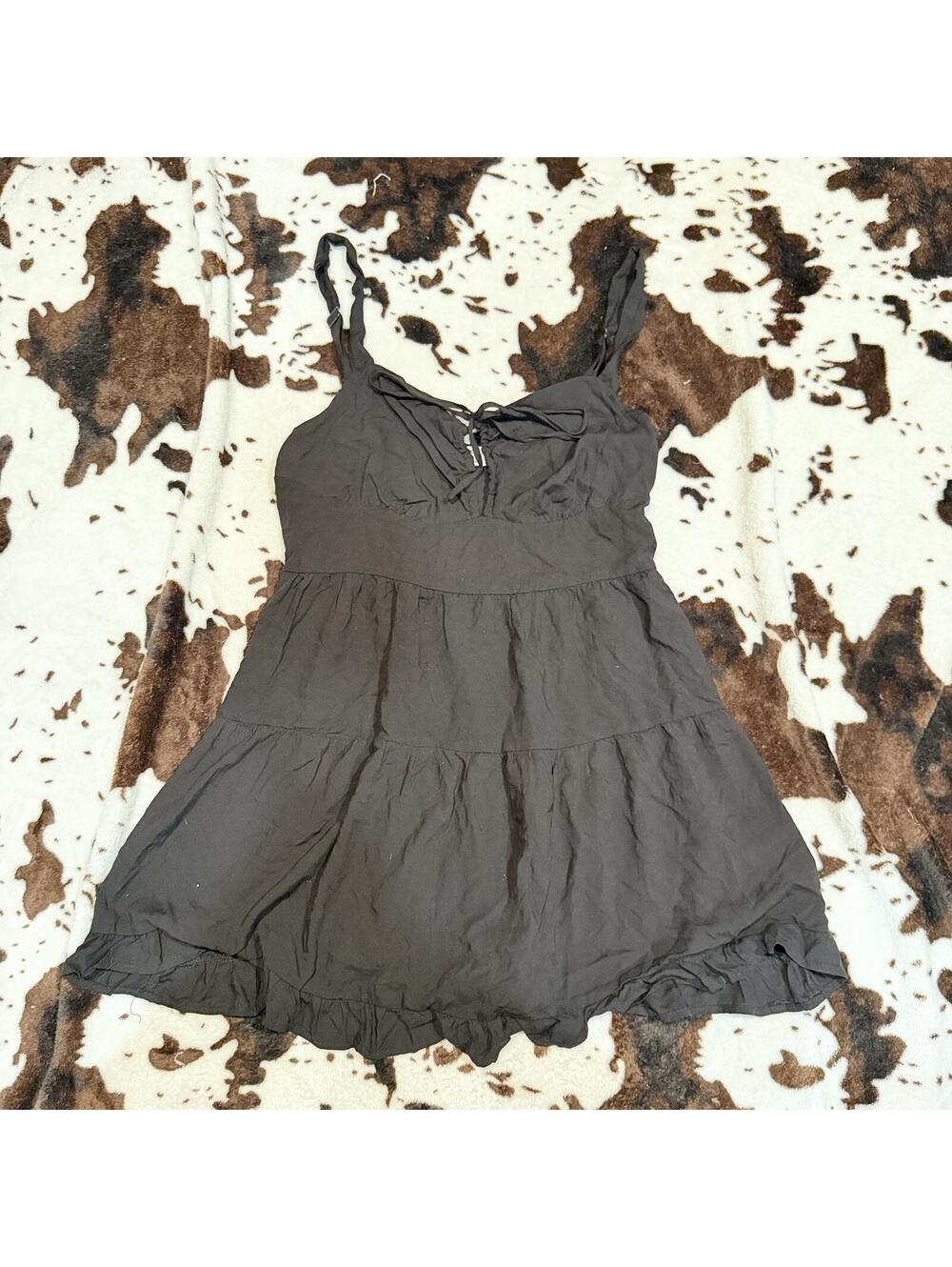 Cotton On Sandy Skater Dress Black Babydoll Mini Dress NWT Medium